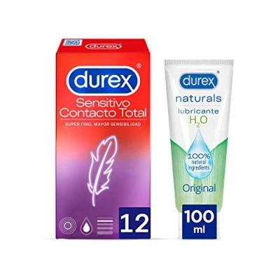 Imagen de Durex Preservativos Sensitivos Contacto Total Super Finos 12 unidades + Lubricante Naturals H2O de Base Agua 100ml