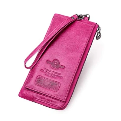 Imagen de Contacts Cartera para Mujer de Cuero Real con Cremallera Monedero (Rose Rojo)
