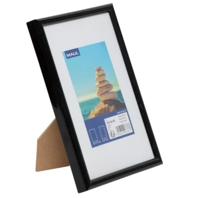 Imagen de MAUL Marco fotos 13x18 cm MAULart pequeno de plástico para formato vertical u horizontal con paspartu Portarretratos Ideal fotos, collages y cuadros Negro