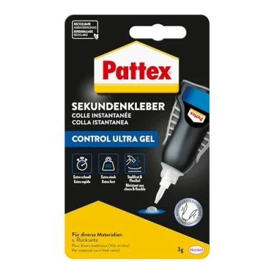 Imagen de Pattex Ultra Gel Matic pegamento instantáneo, adhesivo potente y flexible, 3 g de multiuso resistente a los golpes al agua para papel, madera, plástico metal