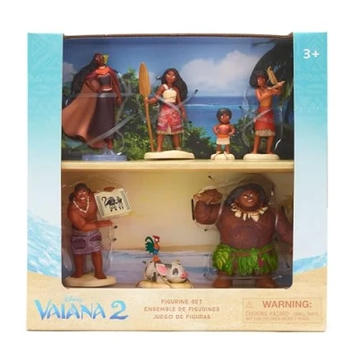 Imagen de Disney Store Official, Vaiana 2, Set de Juego con figuritas, 7 muñecos Moldeados, Incluye Simea, Maui, Pua Hei Hei, Matangi, Loto y Moni