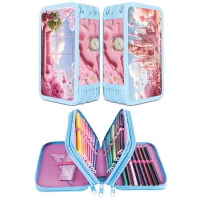 Imagen de gimboo Estuche Escolar con Accesorios, Multicolor, 19 x 11,5 6 cm, Diseño: diseño Rosa Dulce