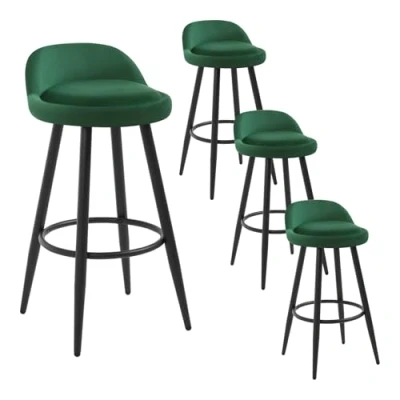 Imagen de WOLTU Taburetes de Bar Juego 4, Cocina, Silla Comedor con Reposapiés, Asiento Terciopelo, Estructura Metal, Verde Oscuro, BH296dgn 4