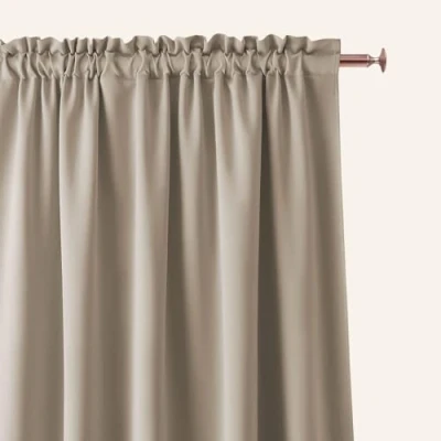 Imagen de ROOM99 Aura Cortina con Cinta fruncidora (140 x 250 cm, Ancho Alto), oscurecimiento, corredera, Moderna, para salón, Dormitorio, Beige