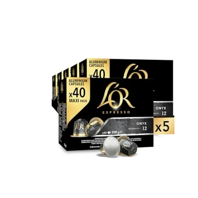 Imagen de L&#039;OR Espresso Cápsulas de Café Onyx, Intensidad 12, 200 Compatibles Nespresso