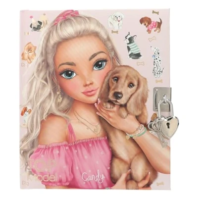 Imagen de Depesche 12958 TOPModel Kitty and Doggy Agenda en Beige, con Motivo de Modelo y Perro, Libro 192 páginas rayadas Cierre, Multicolor, Small (0012958)