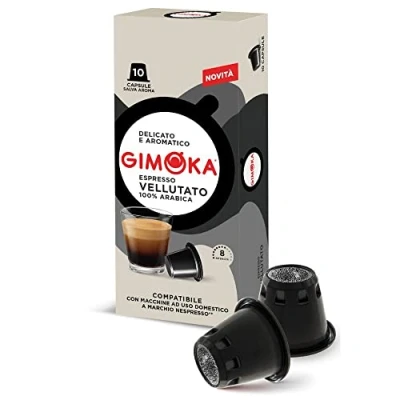 Imagen de Gimoka Mezcla de Café Espresso Vellutato 100% Arabica, intensidad 8/13 100 Cápsulas Compatibles con Máquinas Nespresso* para uso doméstico Producido en Italia 10 paquetes