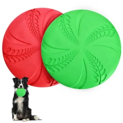 Imagen de Nobleza Frisbee Perros, 2 Unidad Perros interactivos Frisbee, Juguete de Disco Volador para Perro, Se Utiliza Ejercitar Deportes al Aire Libre Rojo &amp; Verde