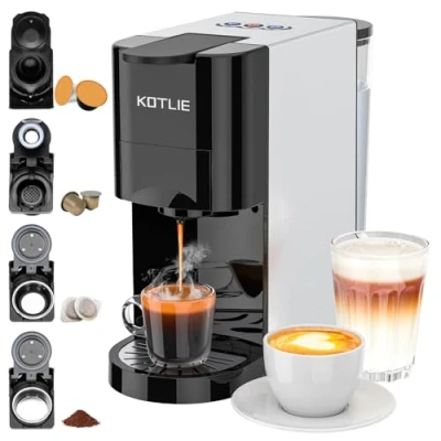 Imagen de KOTLIE Expreso 4 en 1 cafetera de capsulas 19 Bar Alta Presión Apagado Automático Depósito (Negro) AC 513K (BLACK EU)