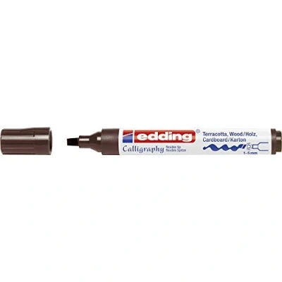 Imagen de edding 1455 marcador de caligrafía marrón oscuro 10 rotuladores plumilla flexible 1 5 mm rotulador fibra para papel,madera,terracota, lienzo rotulación a mano, bullet journals