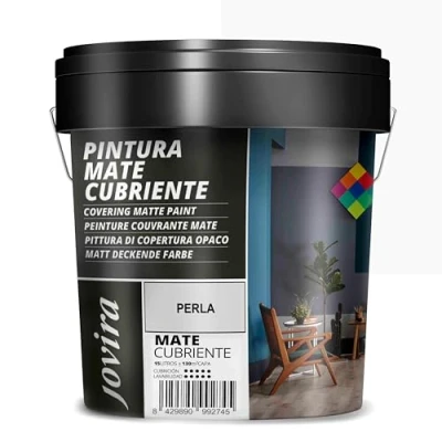 Imagen de JOVIRA PINTURAS Pintura Mate Cubriente 24 colores interior exterior con excelente poder cubriente. (15 Litros, Perla)