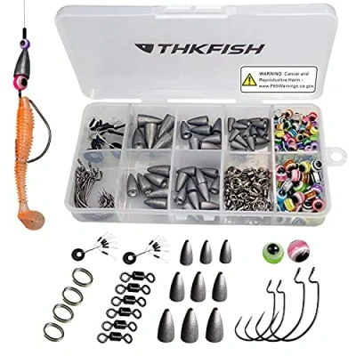 Imagen de THKFISH Pesos de Pesca Perlas Anzuelos Balas Carolina Rig Kit Plataforma Texas Accesorios 219 Piezas