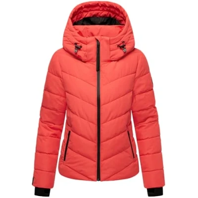 Imagen de MARIKOO Samuiaa XVI Chaqueta de invierno para mujer, con capucha extraíble, tallas XS 3XL, Coral Red, XXL