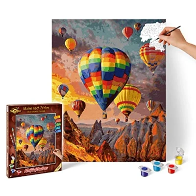 Imagen de Schipper 609130858 Pintura por números, Globos aerostáticos Pintar imágenes para Adultos, Incluye Pinceles y Pinturas acrílicas, 40 x 50 cm