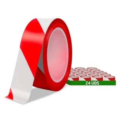 Imagen de Amig Pack de 24 cintas balizaje 200 m largo x 70 mm ancho Rojo y Blanco Fabricadas con Polietileno Baja Densidad (LDPE) Para la delimitación zonas seguridad