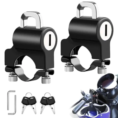 Imagen de 2 unidades de candado para casco moto, color negro, antirrobo casco, cerraduras seguridad, resistentes al agua, adecuadas manillares 22 28 mm, motocicletas, coches eléctricos,