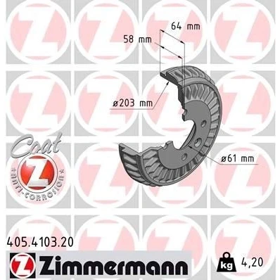 Imagen de ZIMMERMANN 405.4103.20 Tambor de Freno 237