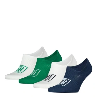 Imagen de Tommy Hilfiger Footie Calcetines, Azul Marino/Verde, 39/42 (Pack de 4) Men