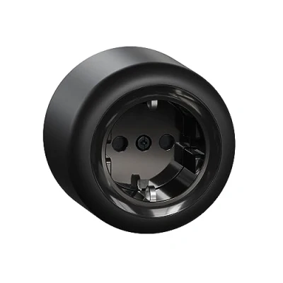 Imagen de Schneider Electric ELSO WDE015976 enchufe de 1 con protección contacto, para entornos húmedos, color negro, redondo, Renova, 16 A 250 V CA