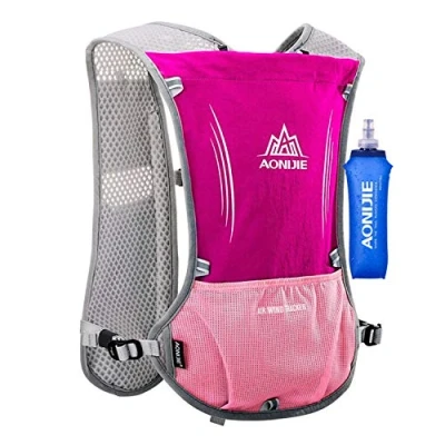 Imagen de AONIJIE 5L multifunción Mochilas de hidratación, Ideal para Deportes al Aire Libre, acampadas, Ciclismo, Carreras, Alpinismo o Senderismo, Incluye 1 * 500 ML Botella Agua (Rosa roja)