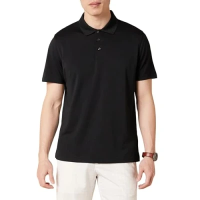 Imagen de Amazon Essentials Polo de Golf Secado Rápido Ajuste Entallado Hombre, Negro, XL