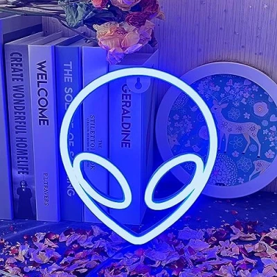 Imagen de Alien SeñAles,LED Extraterrestre SeñAles Luces de Neón Alimentadas Por BateríA o USB Para Decoraciones NavideñAs Fiesta Bar Dormitorio