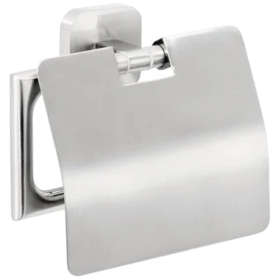 Imagen de tesa ESTEETIC portarrollos para Papel Higiénico con Tapa Montaje sin Taladrar Alta Fuerza de Fijación Tecnología Power.Kit 47 x 141 131 mm Acero Inoxidable
