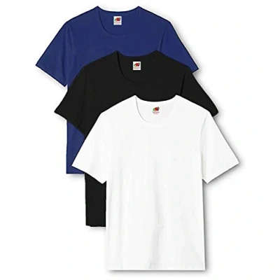 Imagen de Fruit of the Loom Juego de 3 camisetas manga corta gruesas para hombre Blanco Blanco/Azul/Negro L