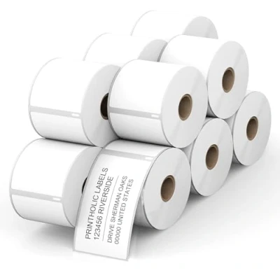 Imagen de Powerwerk 100 rollos de etiquetas autoadhesivas 99014 compatibles con DYMO, 54 mm x 101 mm, multiusos para LabelWriter 450 Serie y 4XL