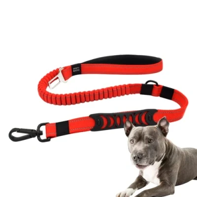 Imagen de Edipets, Correa Antitirones Perro, Cinturon Compatible Coche, 1M / 1.4M, Reflectante, Mango Acolchado, para Perros Pequeño/Mediano/Grande (Rojo)