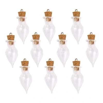 Imagen de dragonaur home decor 10 botellas de cristal con forma gota parte superior corcho, mini para manualidades, regalos fiesta Navidad al azar