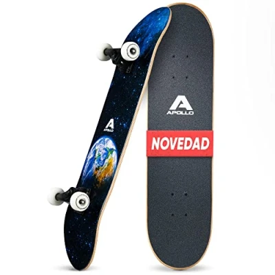 Imagen de Apollo Skateboard Niño Monopatín y Adulto Todo en Uno Tabla de Skate 7 Capas, Moderna, Cóncava Media, Rodamientos ABEC Conducción Ideal con Cada Estilo