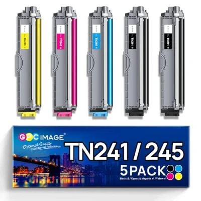 Imagen de GPC IMAGE Tóner Compatible para Brother TN241 TN245 TN242 TN246 MFC 9332CDW DCP 9022CDW HL 3142CW 9020CDW 3140CW 9142CDN 3152CDW (Negro, Cian Amarillo Magenta, 5 Unidades)