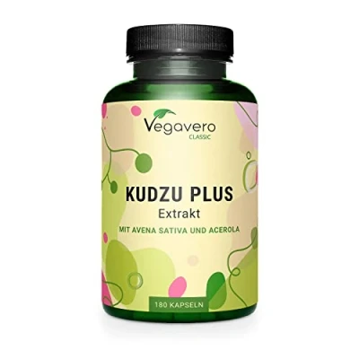 Imagen de Kudzu 6000 mg Dejar de Fumar &amp; Remedio Resaca Con Avena + Acerola Sin Aditivos Isoflavonas Vitamina C Natural 180 Cápsulas Extracto Raíz Vegavero®
