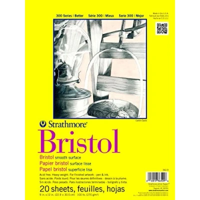 Imagen de Strathmore 300 Series Smooth Pad Bristol Bloc de Papel Liso 9 x 12 Pulgadas, 20 Hojas, Blanco, Talla única
