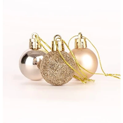 Imagen de 12 Bolas de Navidad inastillables Oro champán 30 mm, Adorno para árbol Navidad, Decoraciones Colgantes decoración navideña, Brillante, Mate, Purpurina