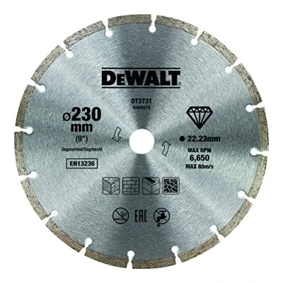 Imagen de DeWalt DT3731 QZ Disco de diamante para corte en seco con borde segmentado, materiales construcción, 230 x 22, 2 mm