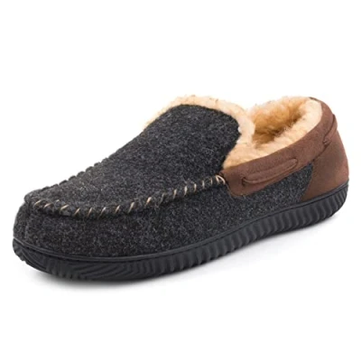 Imagen de RockDove Hearthfire Zapatillas de espuma viscoelástica tipo mocasín para hombre, 44 EU, Negro