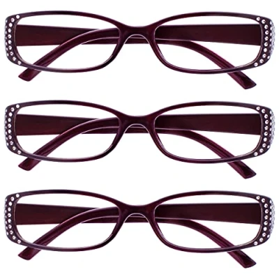 Imagen de La Compañía Gafas De Lectura Estilo Diamonte Negro Y Púrpura Lectores Valor Pack 3 Diseñador Mujeres Señoras UVR3093P +1,50