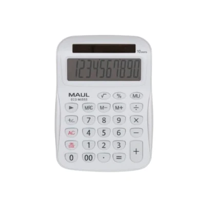 Imagen de MAUL Calculadora Eco MJ 555 Basica con Pantalla de 10 dígitos Solar 80% plástico Reciclado pequeña 15,4 x 11 2,7 cm Blanco