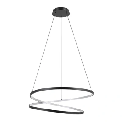 Imagen de Eglo LED lámpara colgante Ruotale, sobre mesa de comedor, comedor curvada, aro metálico en negro, blanco cálido, Ø 70 cm