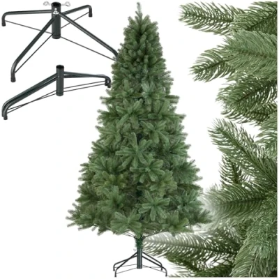 Imagen de tectake® árbol de Navidad frondoso, Agujas moldeadas, Aspecto Natural, Montaje rápido, decoración hogar, Soporte metálico, Exterior, arbol Plegable 210 cm Verde