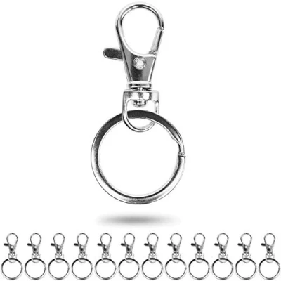 Imagen de llaveros de mosquetón con anillo Ø 25 mm, paquete 12 + 12, giratorios 360 grados, ganchos presión pequeños y desmontables, para fabricación, DIY, Key Rings, Hooks, Home Project