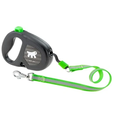 Imagen de Ferplast Correa Extensible Reflectante para Perros Flippy One Reflex, Perro de Tamaño Mediano hasta 25 Kg. Cinta máx 5 m. Botón único Bloqueo y liberación, Verde