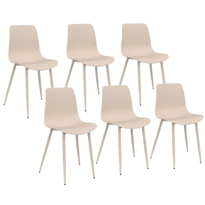 Imagen de Lote de 6 sillas polipropileno KIARA beige con patas metal