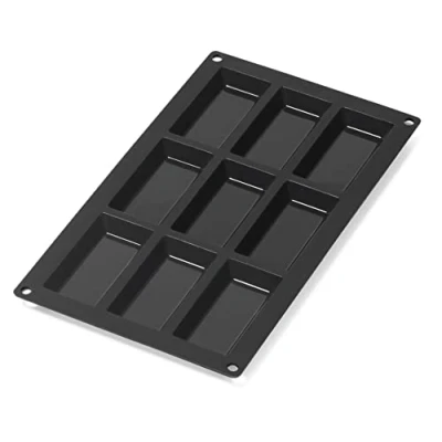 Imagen de Lékué Molde silicona platino Gourmet Financier, Negro, 9 cavidades