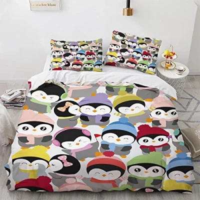 Imagen de Fundas Nordicas para Cama De 90 Animales Niño Poliéster Juego Ropa 135X200Cm Viene con 2 Almohada 40X75Cm. Antiarrugas Sin Hierro