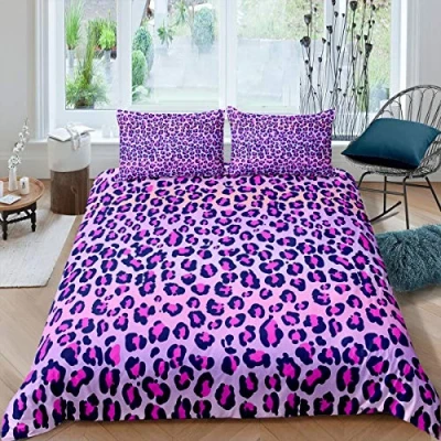 Imagen de Juego de Funda edredón con Estampado Leopardo,de Guepardo, Color Morado