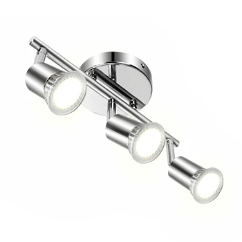 Imagen de Aigostar Lámpara de Techo LED Focos, Plafón con Focos GU10 3 Luces para Ángulo Ajustable y Giratorio Interior Orientables Dormitorio Cocina Níquel Mate (Sin bombillas)