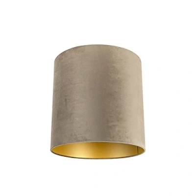 Imagen de QAZQA Clásico/Antiguo Algodón Pantalla terciopelo visón/oro 40/40/40 , lámpara colgante,Pantalla de pie
